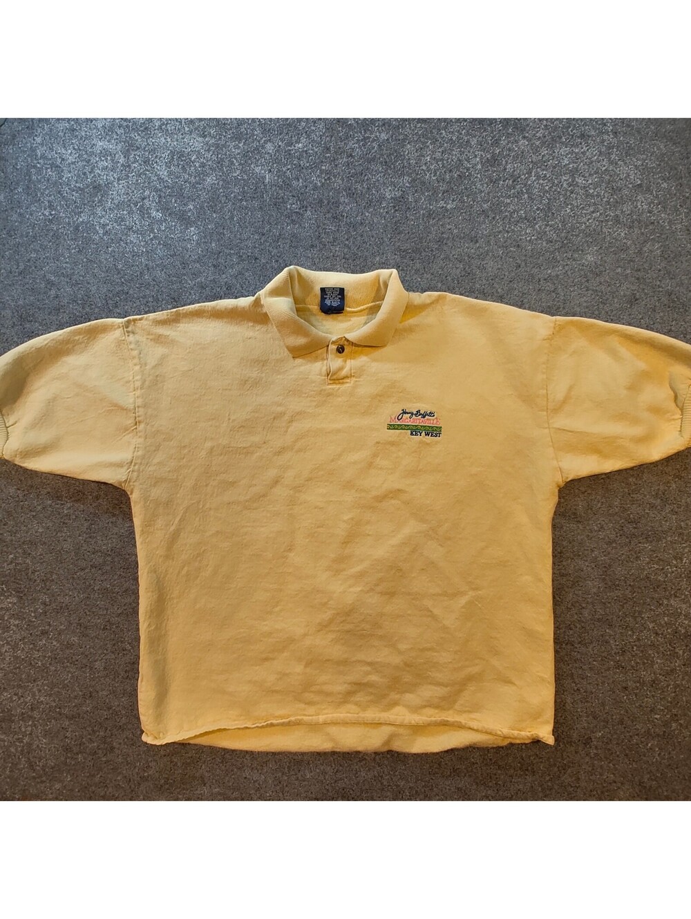 Vintage Jimmy Buffett Margaritaville Key West Yellow Short Sleeve Polo Size 2